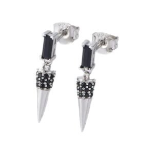 Aretes de Plata 925 Negro Zirconias Triángulo Unitalla Mujer