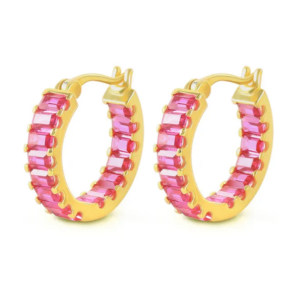 Aretes de Plata 925 Oro 18k Rosa Zirconias Aro Unitalla