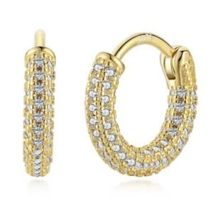 Aretes de Plata 925 Oro 18k Zirconias Aro Unitalla Mujer