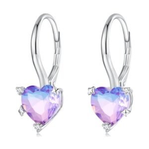 Aretes de Plata 925 Tornasol Zirconias Corazón Mujer