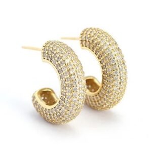 Aretes de Plata 925 Oro 18k Zirconias Aro