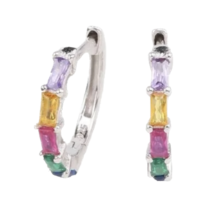 Aretes de Plata 925 Colores Zirconias Aro Unitalla Mujer