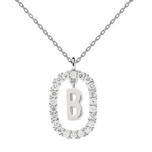 Collar de Plata 925 Zirconias Letra B Unitalla Mujer