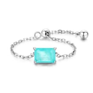 Anillo de Plata 925 Zirconia Azul Rectangular Ajustable