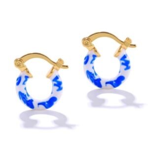 Aretes de Plata 925 Oro 18k Azules de Aro Unitalla Mujer