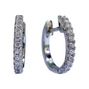 Aretes de Plata 925 Transparente Zirconias Aro Unitalla