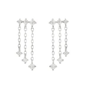 Aretes de Plata 925 Zirconias Estrellas Unitalla Mujer