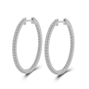 Aretes de Plata 925 Grandes Zirconias blancas Aro