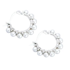 Aretes de Plata 925 Blanco Perlas Aro Unitalla Mujer