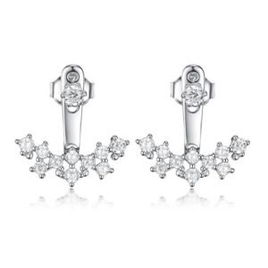 Aretes de Plata 925 Zirconias Forma de T Unitalla Mujer