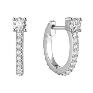 Aretes de Plata 925 Zirconias Aro Unitalla Mujer