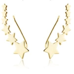 Aretes de Plata 925 Oro 18k Largos Estrellas Unitalla Mujer