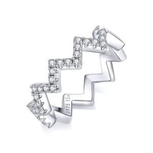 Anillo de Plata 925 Zig zag Plateado Zirconias Mujer