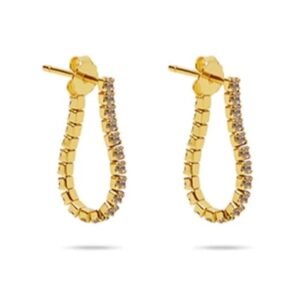 Aretes de Plata 925 Oro 18k Lila Zirconias Gota Unitalla