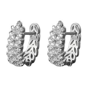 Aretes de Plata 925 Zirconias Hoja Unitalla Mujer