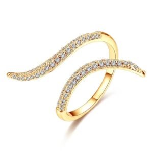 Anillo de Plata 925 Oro 18k Zirconias Serpiente Ajustable