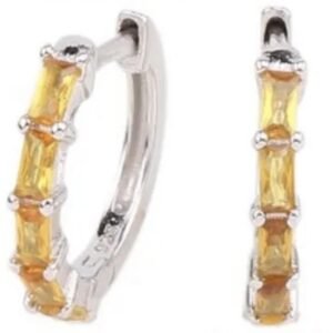 Aretes de Plata 925 Anaranjado Zirconias Aro Unitalla Mujer