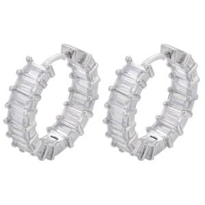 Aretes de Plata 925 Aros con Zirconias Transparentes