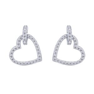 Aretes de Plata 925 Corazónes de Zirconias Unitalla Mujer