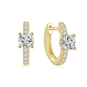 Aretes de Plata 925 Oro 18k Transparente Zirconias Aro Mujer