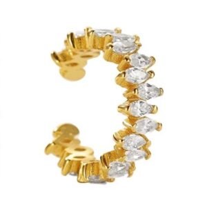 Arete De Clip Earcuff De Plata 925 Oro 18k Zirconias Oreja