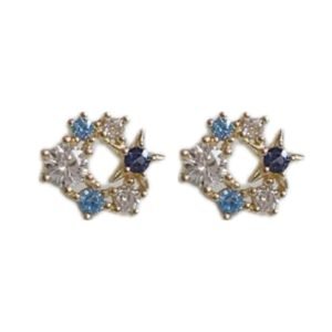 Aretes de Plata 925 Azul Zirconias Coral Unitalla Mujer
