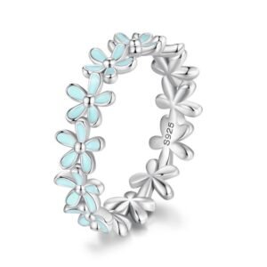 Anillo de Plata 925 Azúl De Flores