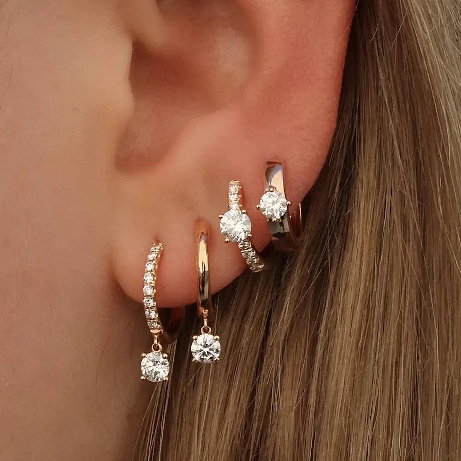 Aretes de Plata 925 Oro 18k Transparente Zirconias Aro Mujer - Image 4