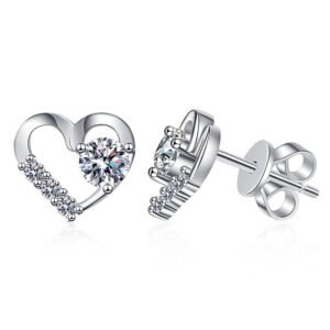 Aretes de Plata 925 de Corazón Zirconias Unitalla Mujer