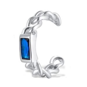 Piercing de Plata 925 Cuff Zirconia Azúl Eslabones Unitalla
