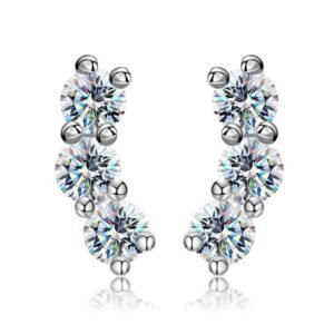 Aretes de Plata 925 Transparente Moissanita Piedras Finas