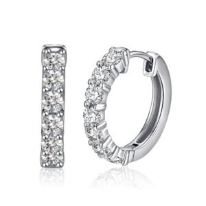 Aretes de Plata 925 Zirconias Transparentes de Aro Unitalla