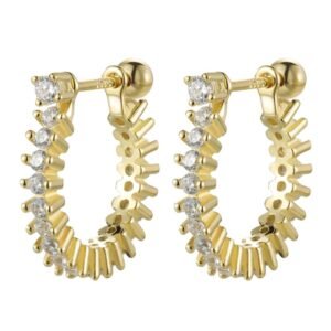 Aretes de Plata 925 Oro 18k Dorados Aro Hoop Zirconias