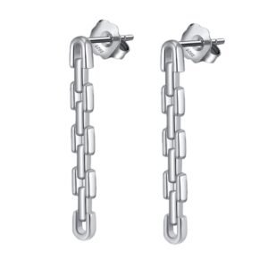 Aretes de Plata 925 Eslabones Largos Cadena Unitalla Mujer