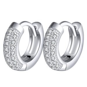 Aretes De Plata 925 Arracadas Huggies Zirconias 10mm