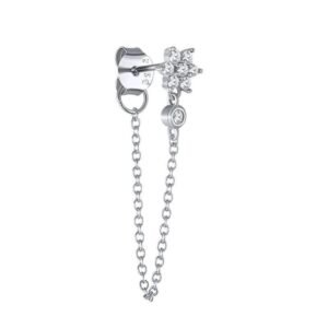 Arete de Plata 925 Zirconias Flor Unitalla Mujer