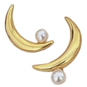 Aretes Mujer Media Luna Plata De Ley 925 Baño Oro 18k Regalo