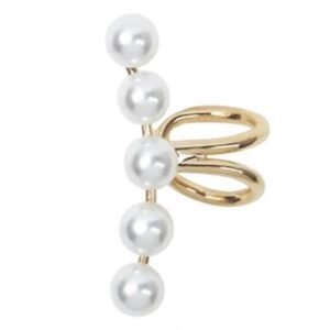 Arete De Plata 925 Oro 18k Argolla Perlitas Clip Ear cuff