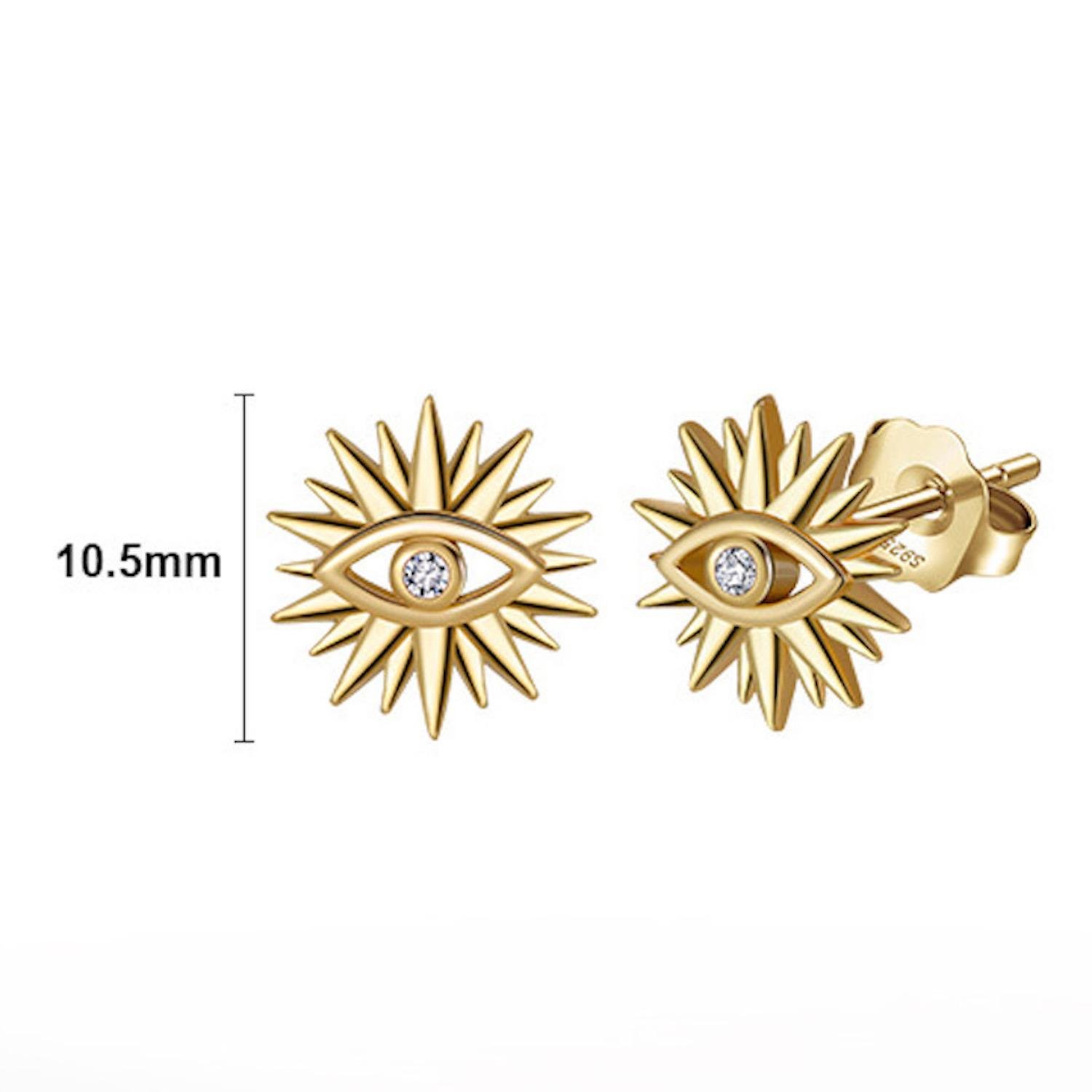 Aretes De Plata 925 Oro 18k Ojos Zirconias Mujer Regalo - Image 2