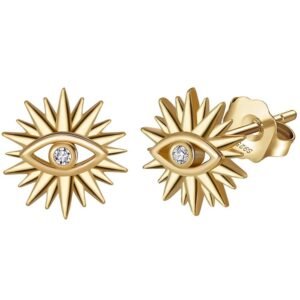 Aretes De Plata 925 Oro 18k Ojos Zirconias Mujer Regalo