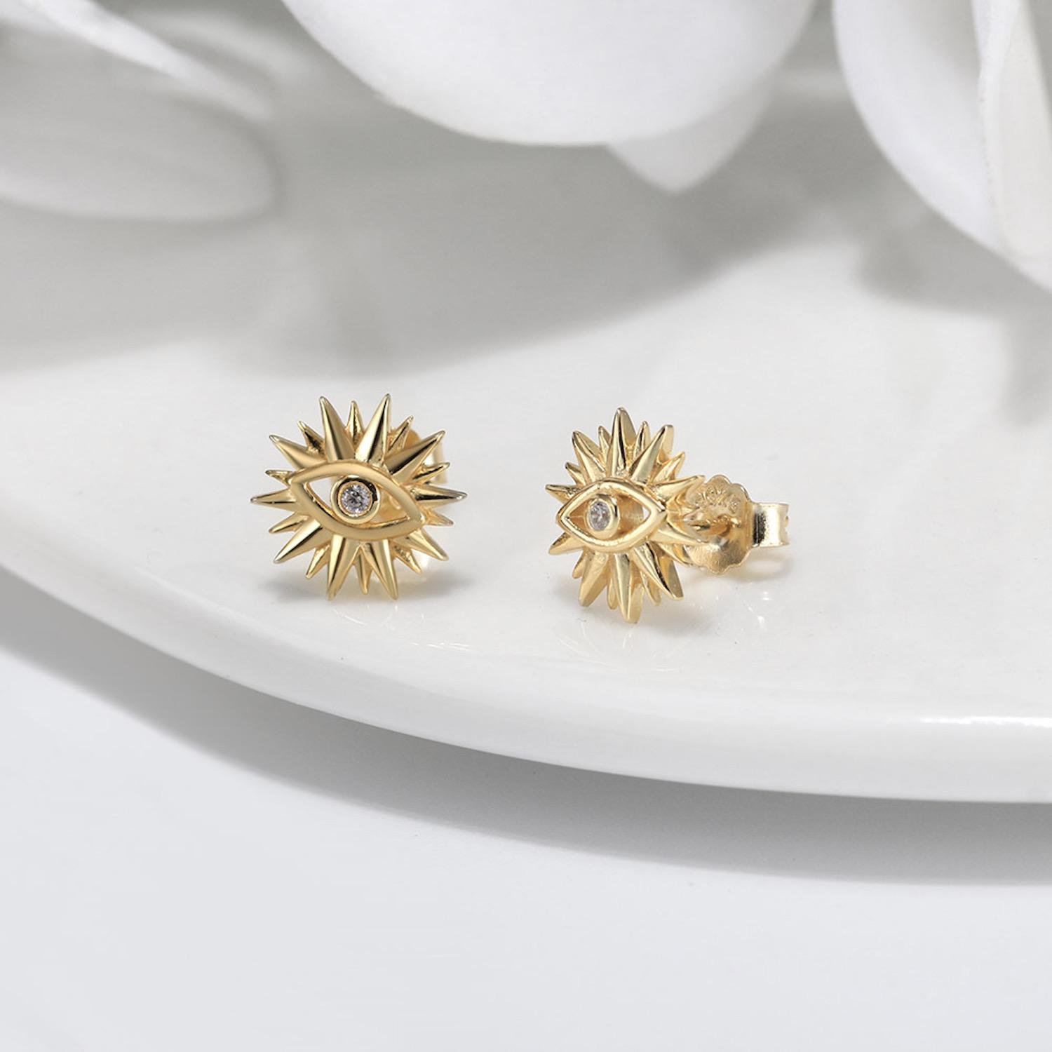 Aretes De Plata 925 Oro 18k Ojos Zirconias Mujer Regalo - Image 3