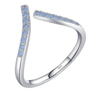 Anillo de Plata 925 Plateado con Ópalo Forma de V
