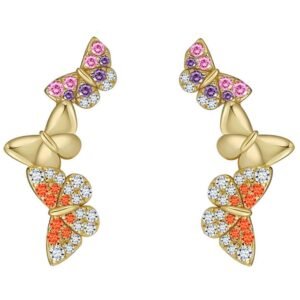 Aretes De Plata 925 Oro 18k Arracadas Zirconias Mariposa