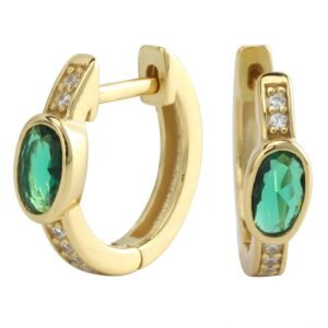 Aretes De Plata 925 Oro 18k Arracadas Verde Mujer Regalo