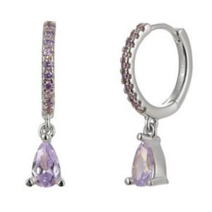 Aretes de Plata 925 Lila Zirconias Lila Arracadas Colgante
