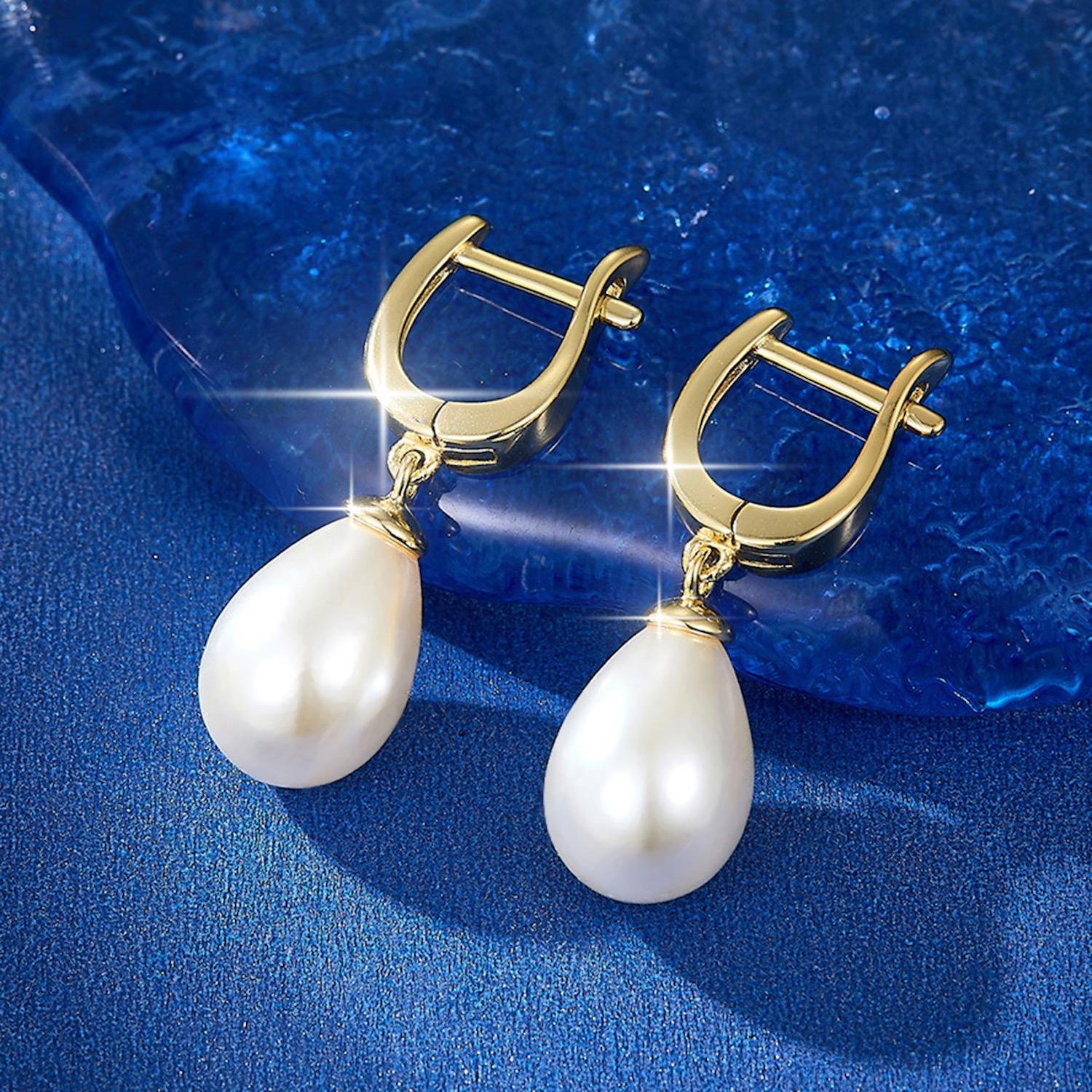Aretes De Plata 925 Oro 18k Arracadas Perlas Blanco Mujer - Image 3