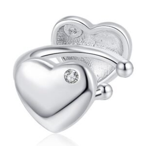 Piercing de Plata 925 Zirconias Doble Corazón Clip Argolla
