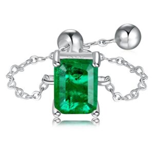 Anillo de Plata 925 Zirconia Verde Rectangular Ajustable