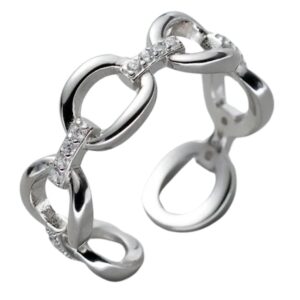 Anillo de Plata 925 Eslabones con Zirconias Ajustable
