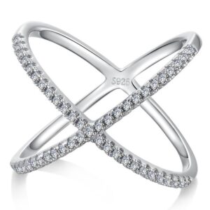 Anillo de Plata 925 Transparente Zirconias Cruz